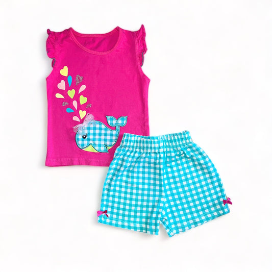 Checkered and Whale Shirt and Pants Set
